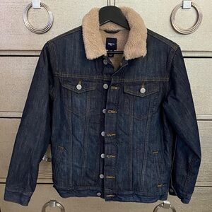GAP Indigo Denim Jacket with Beige Sherpa Collar
